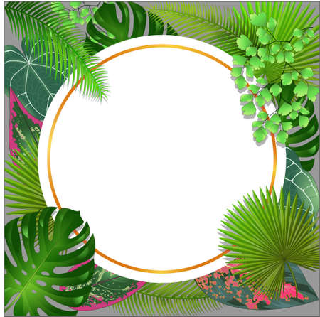 blank sign with nature leavesのイラスト素材