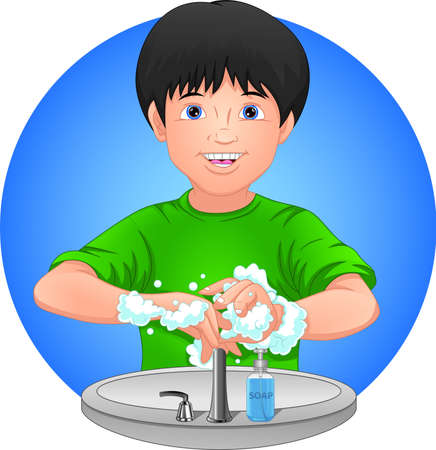 boy wash your handsのイラスト素材