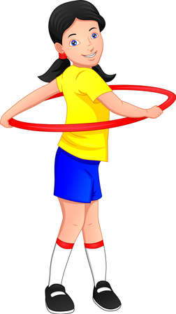 girl playing hoopのイラスト素材