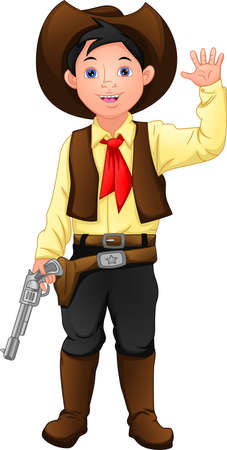 cute boy wearing costume cowboyのイラスト素材