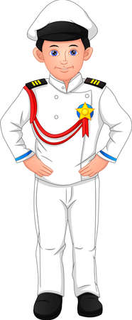 cute boy wearing navy uniformのイラスト素材