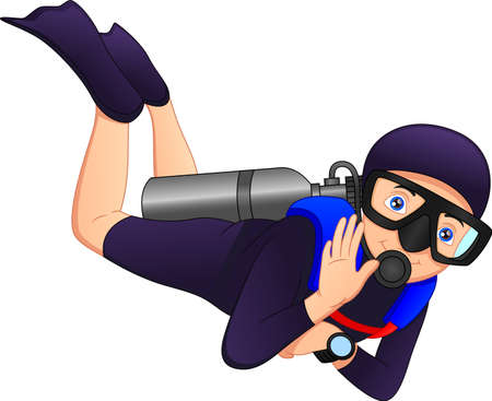 woman diver wavingのイラスト素材