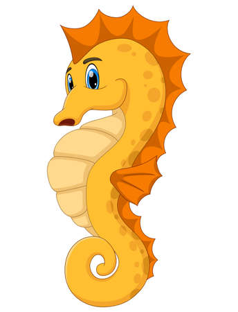 cute Seahorse cartoon isolated on white backgroundのイラスト素材