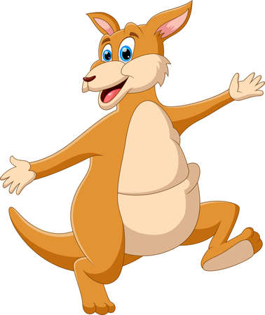 kangaroo cartoon waving and smilingのイラスト素材