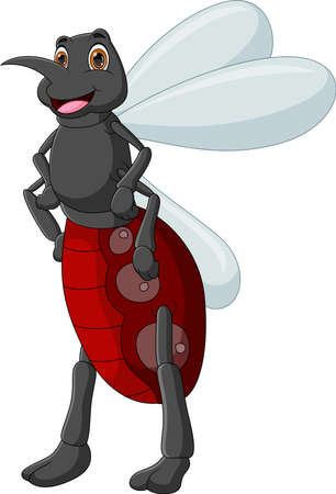 cartoon mosquito posing standing isolated on white backgroundのイラスト素材