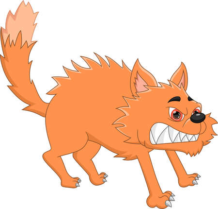 angry cat cartoon isolated on white backgroundのイラスト素材
