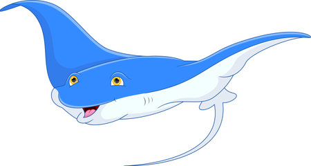 cute stingray cartoon isolated on white backgroundのイラスト素材