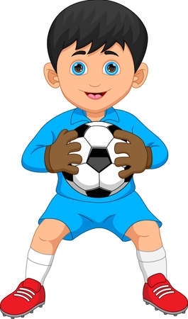 cartoon goalkeeper holding a ballのイラスト素材