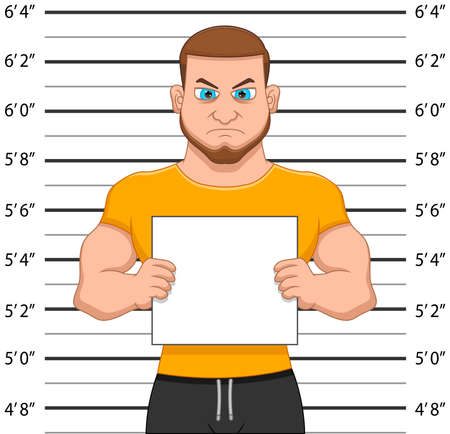 cartoon criminal mugshot in police stationのイラスト素材