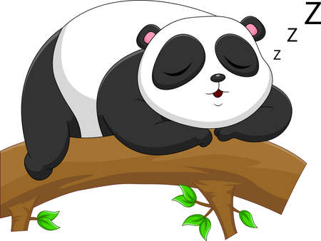 cartoon panda sleeping on a treeのイラスト素材