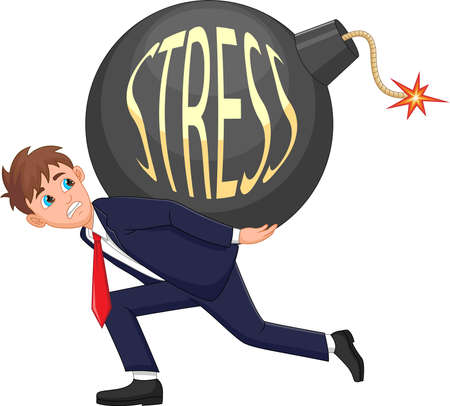 businessman under a heavy load of stressのイラスト素材