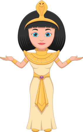 cute girl in Egyptian Queen Cleopatra costumeのイラスト素材