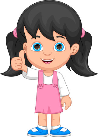 cartoon little girl thumbs upのイラスト素材