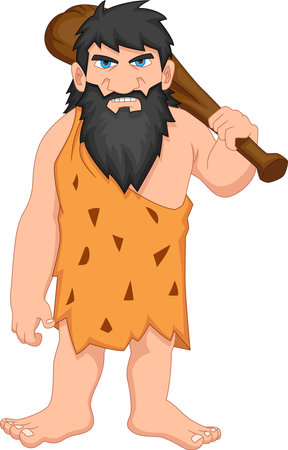 cartoon caveman on white backgroundのイラスト素材