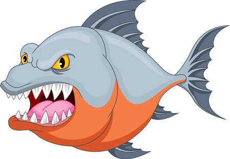 piranha fish cartoonのイラスト素材