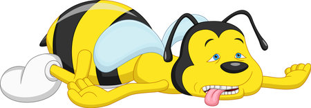 cartoon tired cute beeのイラスト素材