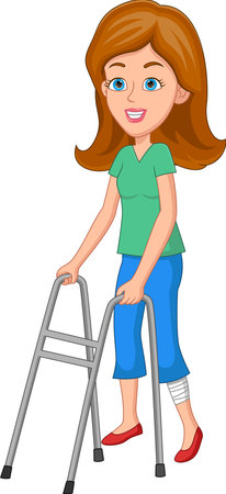 cartoon broken leg womanのイラスト素材