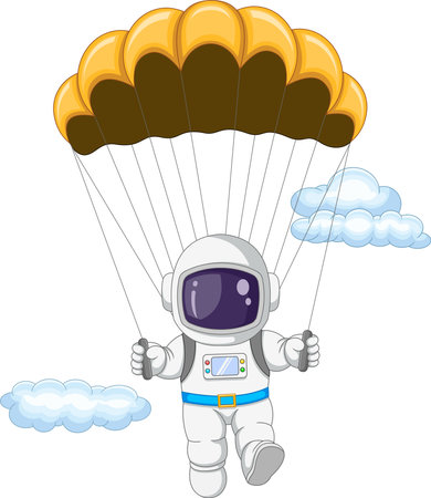 cartoon astronaut skydivingのイラスト素材