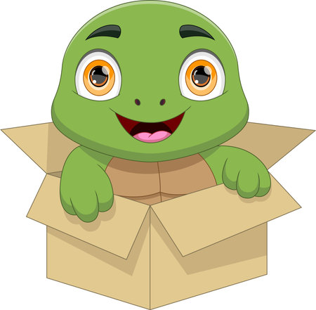 cute turtle in the box cartoonのイラスト素材