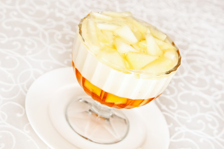Apple and sour cream jelly with applesの写真素材