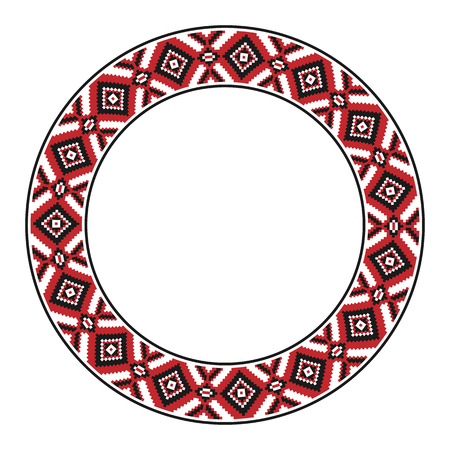 Vector illustration of traditional Slavic round embroidered patternのイラスト素材