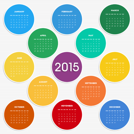 2015 calendar in seasonal colors for your design. Week starts on Monday