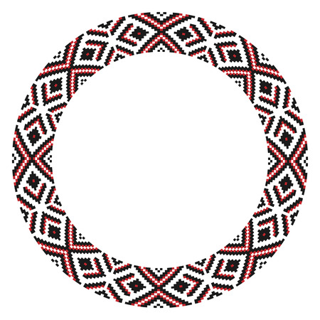 Vector illustration of traditional Slavic round embroidered patternのイラスト素材