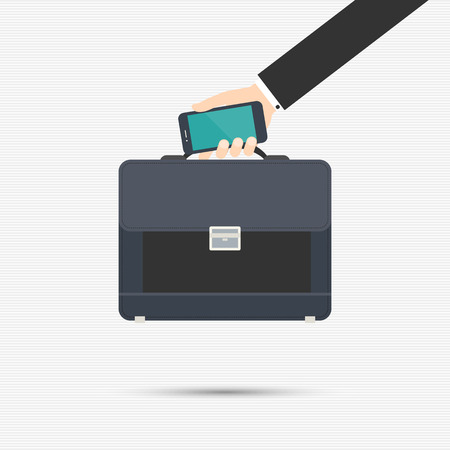 Briefcase and smartphone in a businessman's hand for your designのイラスト素材