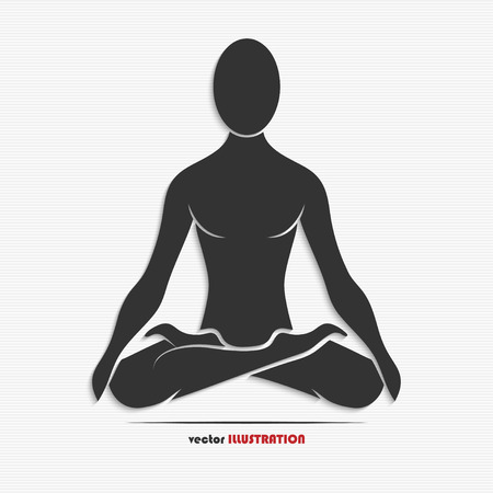 Silhouette of a man in the yoga pose for your designのイラスト素材