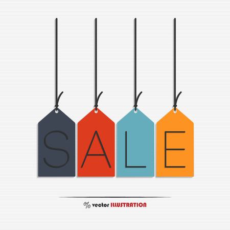 Vector illustration of hanging sale labels for your designのイラスト素材