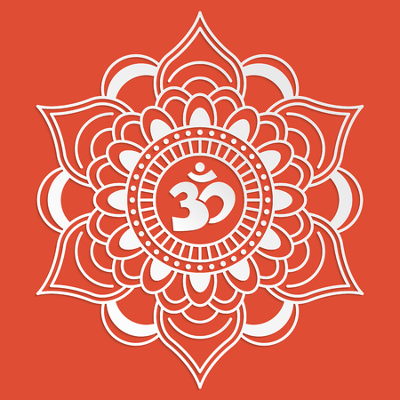 Om symbol with decorative indian ornament Mehndi for your designのイラスト素材