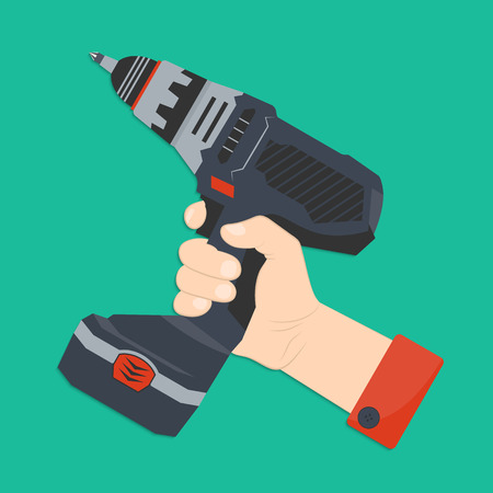 Vector illustration of hand with screwdriver. Man's hand with screwdriver in flat style for your designのイラスト素材