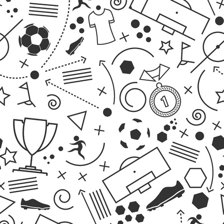 Football icons set. Vector illustration of abstract seamless soccer wallpaper pattern for your designのイラスト素材