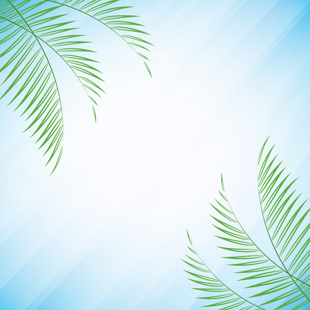 Vector illustration of palm tree leaves over light blue summer background for your designのイラスト素材