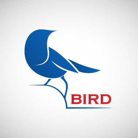 Abstract blue bird logo template. Vector illustration of sparrow as a symbol of creativity, joy, friendliness and community for your designのイラスト素材