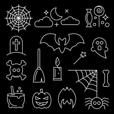 Halloween thin line icons setのイラスト素材