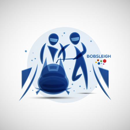 Bobsleigh championship banner. Winter sports icon. Abstract sportsmen silhouettes. Vector illustration of bobsled team in action for your designのイラスト素材