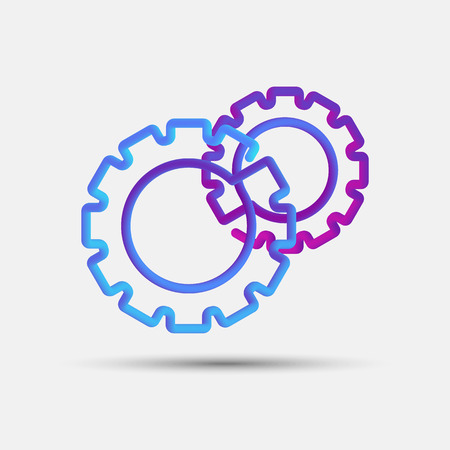 Cogwheel, engine, gear, mechanism blended interlaced creative line icon. Trendy vector liquid 3d gear icon,  sign or emblem over white background for your graphic and web designのイラスト素材