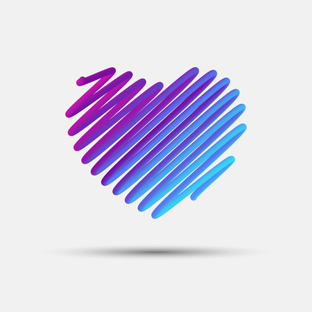 Heart blended interlaced creative line icon. Symbol of love. Valentine's Day. Trendy vector liquid 3d heart icon, sign or emblem over white background for your graphic and web design.のイラスト素材
