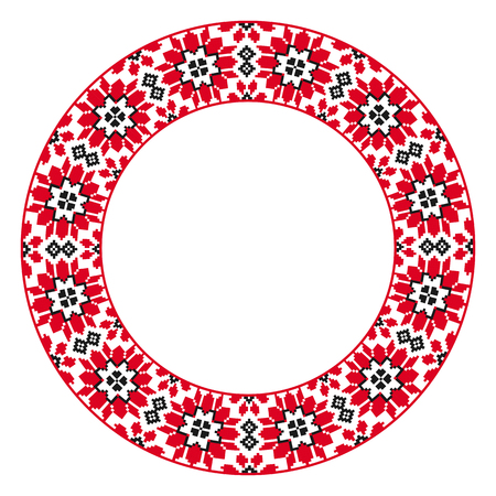 Traditional round embroidery. Vector illustration of ethnic round geometric embroidered pattern for your designのイラスト素材