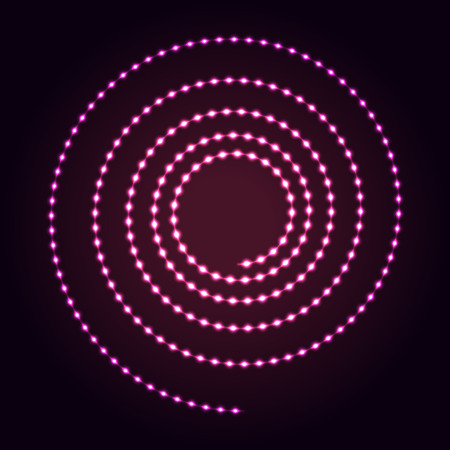 Glowing dots and lines. Spiral shape abstract neon lights background for your designのイラスト素材