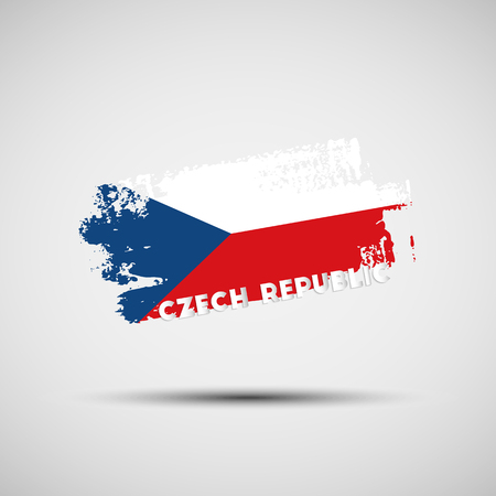 Flag of Czech Republic. illustration of grunge brush stroke with Czech national flag colors for your graphic and web designのイラスト素材