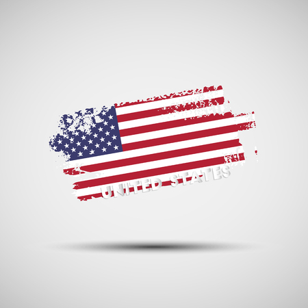 Flag of USA. illustration of grunge brush stroke with the United States of America national flag colors for your graphic and web designのイラスト素材