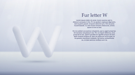 Product display or advertising concept template. Vector illustration of fur letter W over white color gradient studio room background for your designのイラスト素材