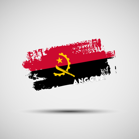 Flag of Angola. Vector illustration of grunge brush stroke with Angolan national flag colors for your graphic and web designのイラスト素材