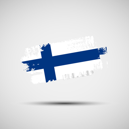 Flag of Finland. Vector illustration of grunge brush stroke with Finland national flag colors for your graphic and web designのイラスト素材