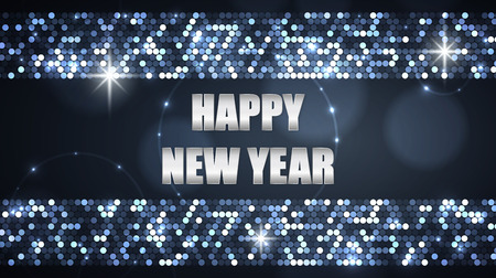 Happy New Year glittering background. Vector illustration of abstract light holiday background for your graphic and web designのイラスト素材