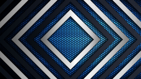 Construction background. Vector illustration of abstract stainless steel metal panel with grunge overlay metallic texture and hexagonal grid pattern over blue light background for your designのイラスト素材