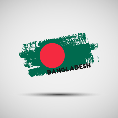 Flag of Bangladesh. Vector illustration of grunge brush stroke with Bangladeshi national flag colors for your graphic and web designのイラスト素材