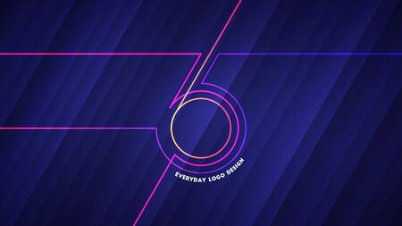 Everyday logo design. Vector illustration of abstract glowing neon colored lines forming number 365 over blue light backgroundのイラスト素材